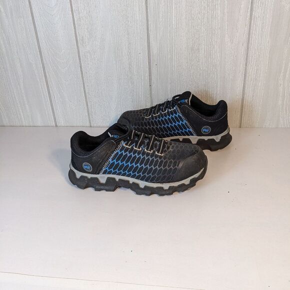 Timberland PRO Women's Powertrain Alloy-Toe Work Shoes Black Blue EUC SZ 8W - Picture 3 of 11